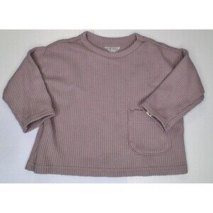Easy Peasy Brown/Tan Waffle Knit Long Sleeve Shir Organic Cotton Size 18 months
